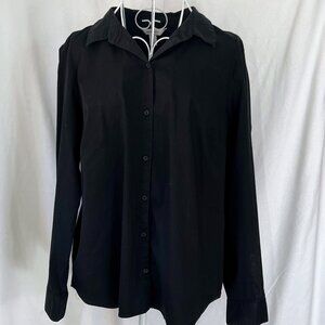 Nine West Black Button Down Long Sleeve Shirt